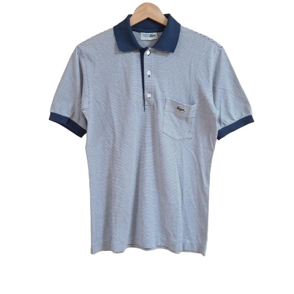 ラコステ Lacoste 半袖ポロシャツ - 白×ネイビー メンズ ボーダー トップス拍卖