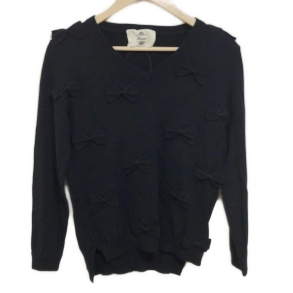 カオン kaon 長袖セーター/ニット サイズ34 S - 黒 レディース Vネック/リボン トップス拍卖