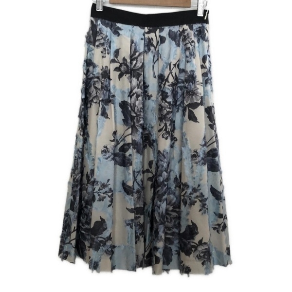 ダーマコレクション DAMAcollection ロングスカート サイズ61-89 - アイボリー×ダークグレー×ライトブルー レディース マキシ丈/花柄拍卖