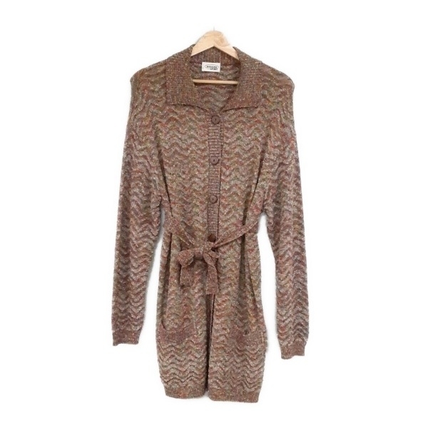 ミッソーニスポーツ MISSONI SPORT カーディガン サイズ46 XL - グレーベージュ×ボルドー×マルチ レディース 長袖/ロング丈 美品拍卖