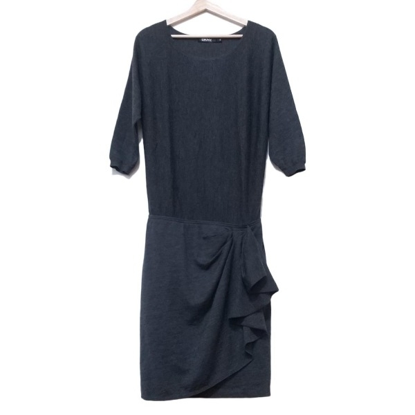 ダナキャラン DKNY サイズS - ウール ダークグレー レディース クルーネック/七分袖/ひざ丈/ニット 美品 ワンピース拍卖