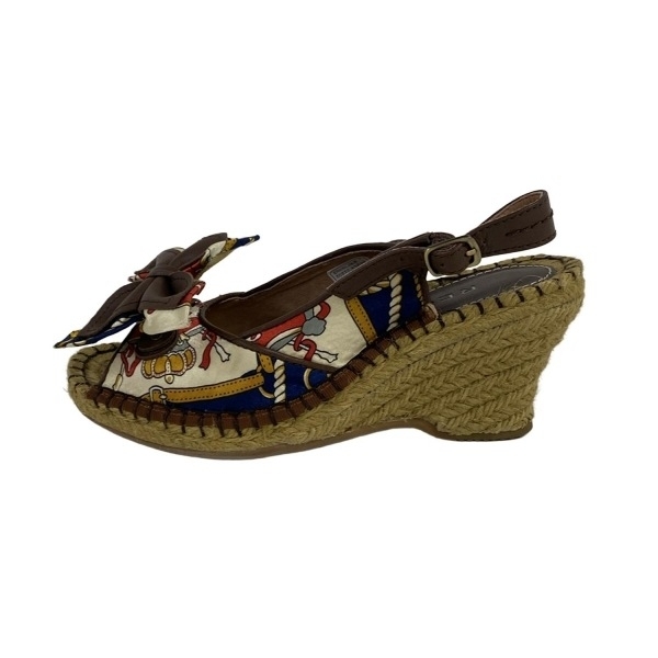 リーガル REGAL サンダル 22 - レザー アイボリー×ダークブラウン×マルチ レディース ウェッジソール/エスパドリーユ 靴拍卖