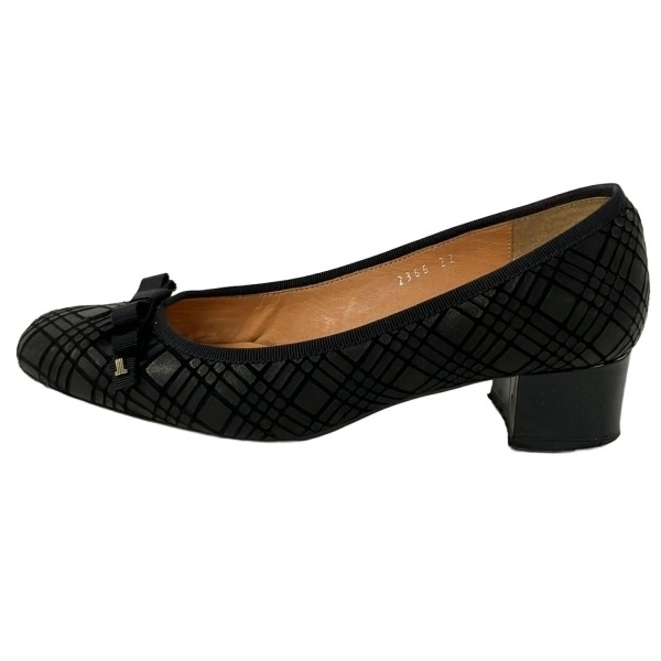 ランバンオンブルー LANVIN en Bleu パンプス 22 - レザー 黒 レディース リボン 靴拍卖