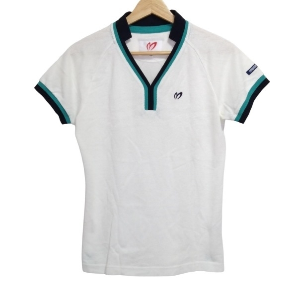 マスターバニーエディション MASTER BUNNY EDITION 半袖ポロシャツ サイズ1 S - 白×ブルーグリーン×ダークネイビー レディース トップス拍卖