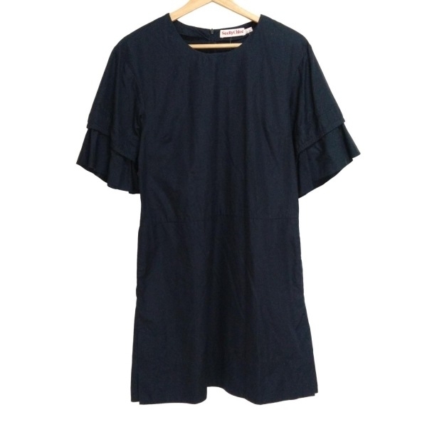 シーバイクロエ SEE BY CHLOE サイズ「38」I - ダークネイビー レディース クルーネック/半袖/ひざ丈 ワンピース拍卖