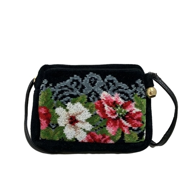 フェイラー FEILER ショルダーバッグ - 黒×ピンク×マルチ 花柄/ミニバッグ バッグ拍卖