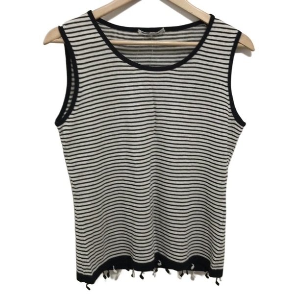 ハナエモリ HANAE MORI ノースリーブセーター/ニット サイズ40 M - 黒×白 レディース ボーダー トップス拍卖