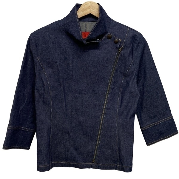 ヨークランド YORKLAND ライダースジャケット サイズ9AR S - ネイビー レディース 七分袖/デニム/ジップアップ/春/秋 美品 ジャケット拍卖