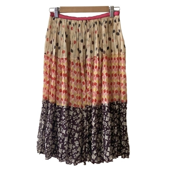 ツモリチサト TSUMORI CHISATO ロングスカート サイズ2 M - ベージュ×ピンク×マルチ レディース プリーツ ボトムス拍卖