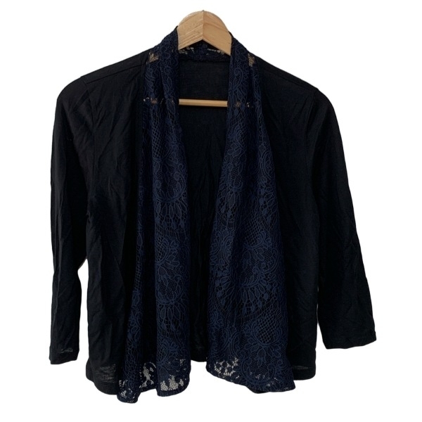 グレースコンチネンタル GRACE CONTINENTAL カーディガン サイズ36 S - 黒×ダークネイビー レディース 七分袖/レース トップス拍卖