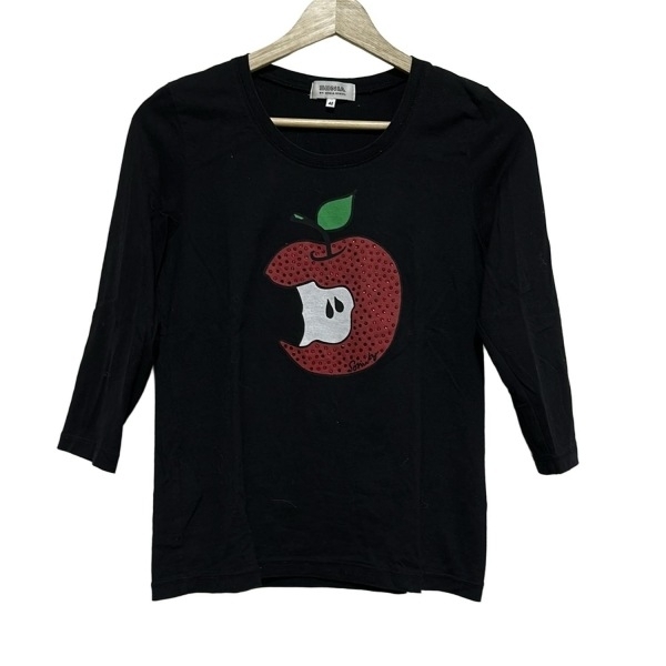 ソニアリキエル SONIARYKIEL 七分袖カットソー サイズ40 M - 黒×レッド×マルチ レディース クルーネック/リンゴ/ラインストーン トップス拍卖