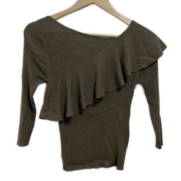 ダイアグラム Diagram GRACE CONTINENTAL 七分袖セーター/ニット サイズ36 S - グレーベージュ レディース フリル/リボン/ショート丈拍卖