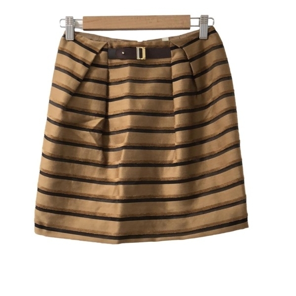 アンタイトル UNTITLED ミニスカート サイズ0 XS - ライトブラウン×黒 レディース ボーダー ボトムス拍卖