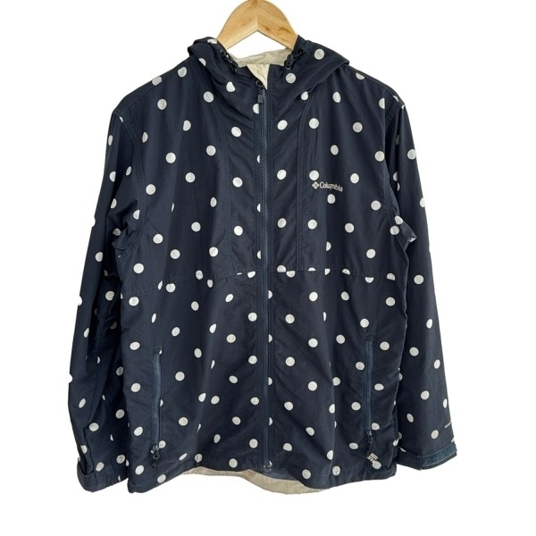 コロンビア columbia ブルゾン サイズXL - ダークネイビー×白 メンズ 長袖/ドット柄/ジップアップ/春/秋 ジャケット拍卖