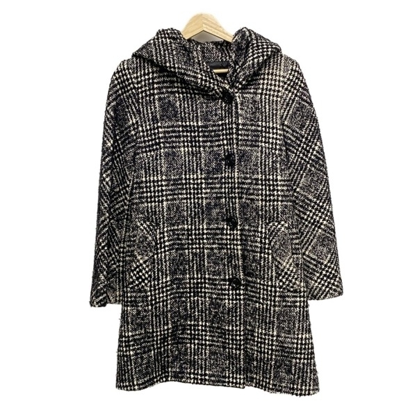 アンタイトル UNTITLED サイズ2 M - 黒×アイボリー レディース 長袖/ツイード/千鳥格子柄/冬 コート拍卖