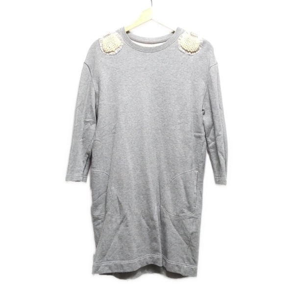 カオン kaon サイズF - グレー レディース クルーネック/七分袖/ひざ丈/パール ワンピース拍卖