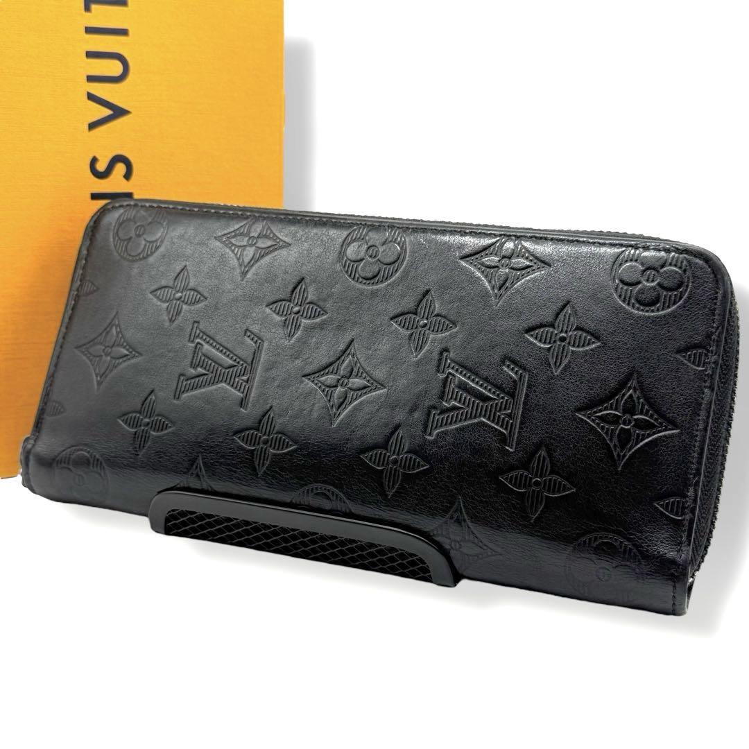 ICチップ ルイヴィトン 長財布 ジッピーウォレット ヴェルティカル NM M62902 モノグラム シャドウ ブラック メンズ cp8拍卖