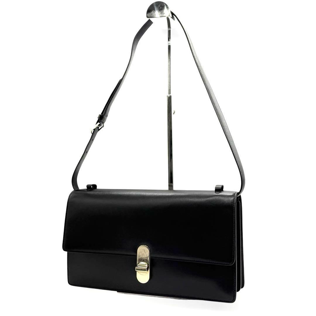 使用わずか THE ROW クレア ショルダーバッグ ブラック レザー ザロウ W1465-L60 2way クラッチバッグ セカンドバッグ 3579拍卖