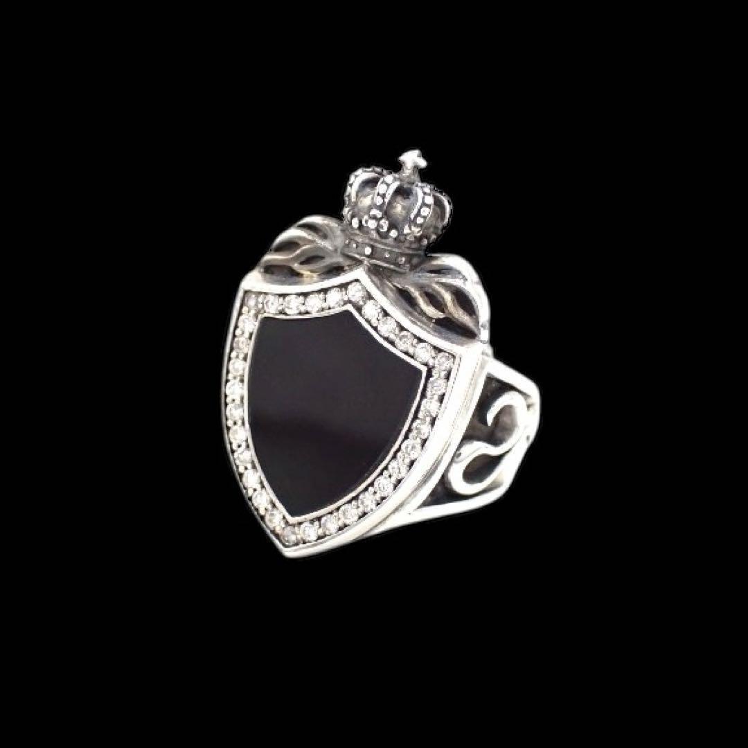 箱 JUSTIN DAVIS ジャスティンデイビス ヘリテージ リング シールド 11号 0.32ct ダイヤモンド ダイヤ SRJ190 オニキス 925 シルバー 3594拍卖