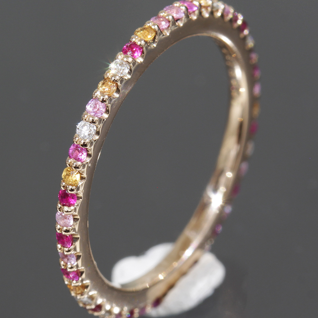 ポンテ ヴェキオ ダイヤ サファイヤ ルビー カリーナ リング 10号 K18●指輪 PG 0.04ct 0.21ct 0.07g Ponte Vecchio 新品仕上済 6251A拍卖