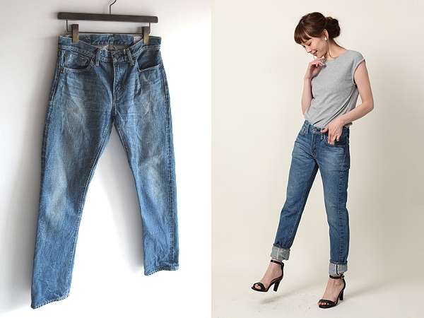 名作 orSlow オアスロウ 107 IVY FIT DENIM 2year wash USED加工 スリムフィット セルビッジ デニムパンツ 2/M インディゴ BEAMS BOY購入品拍卖