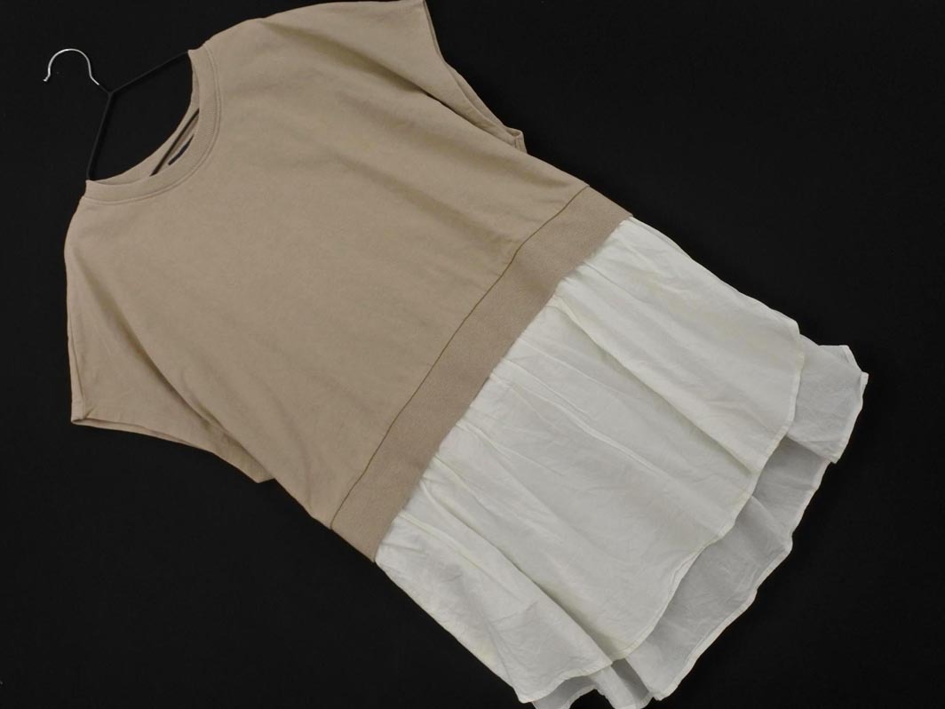 SHIPS シップス フェイクレイヤード フレンチスリーブ プルオーバー カットソー ベージュ ■◆ ☆ ffa3 レディース拍卖