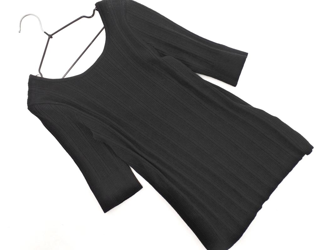 ネコポスOK AZUL BY MOUSSY アズールバイマウジー バックオープン リボン カットソー sizeS/黒 ■◆ ☆ ffa3 レディース拍卖