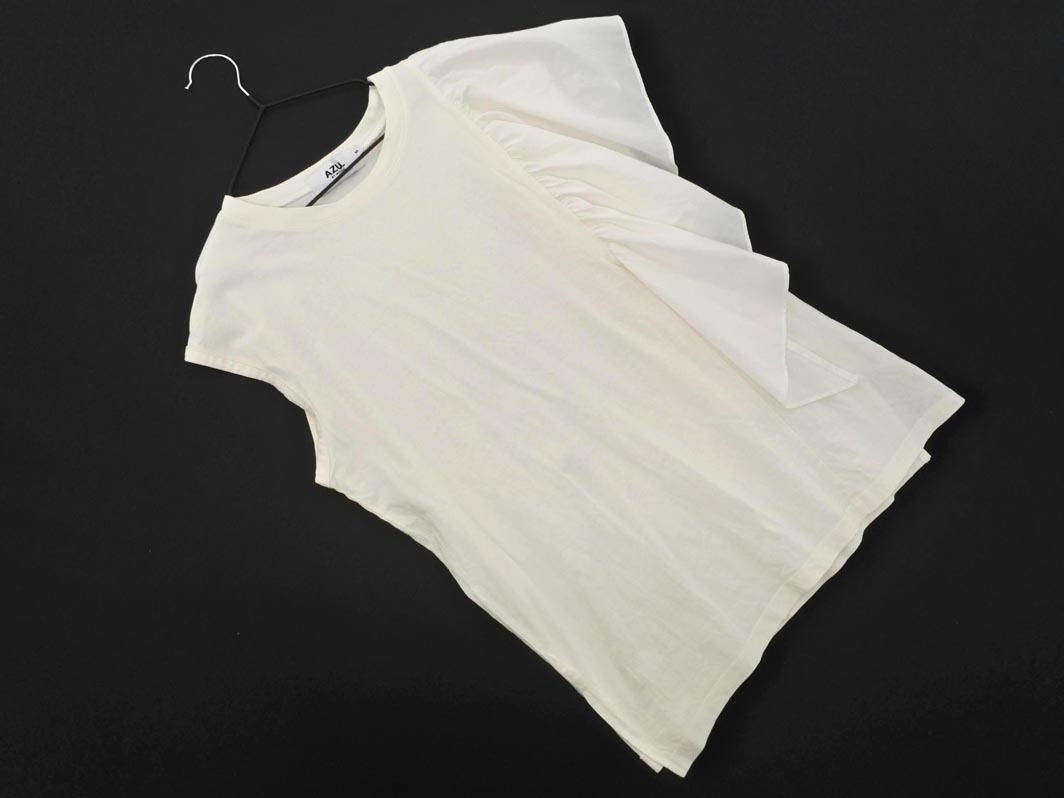 ネコポスOK AZUL BY MOUSSY アズールバイマウジー フリル カットソー sizeM/白 ■◆ ☆ ffa4 レディース拍卖