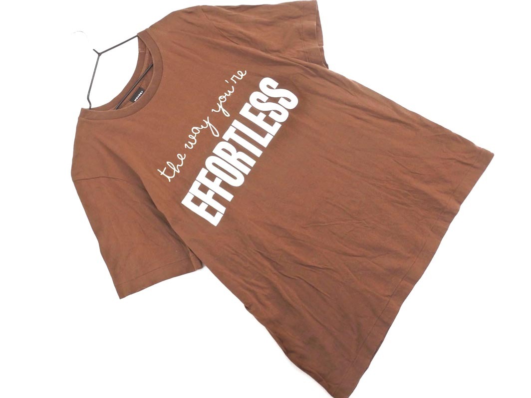 ネコポスOK MOUSSY マウジー プリント Tシャツ sizeF/茶 ■◆ ☆ ffa5 レディース拍卖