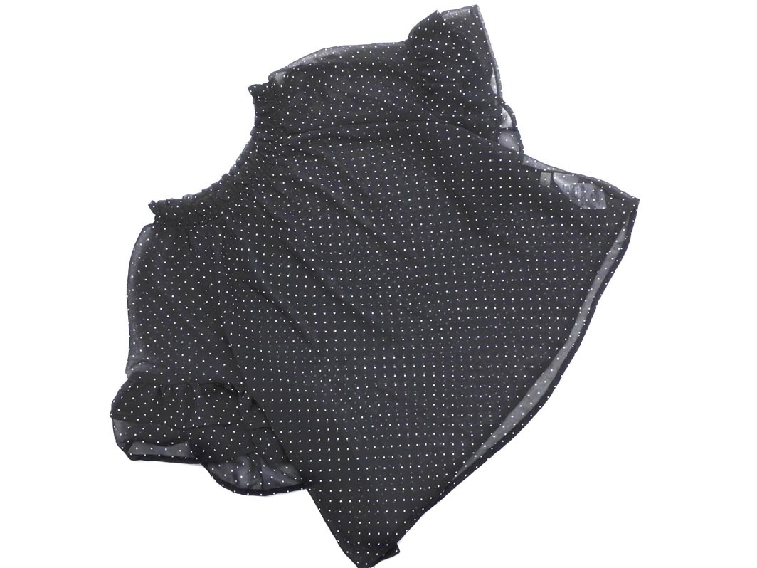 ネコポスOK アースミュージック&エコロジー フレンチスリーブ ドット ブラウス シャツ sizeF/黒 ■◆ ☆ ffa9 レディース拍卖