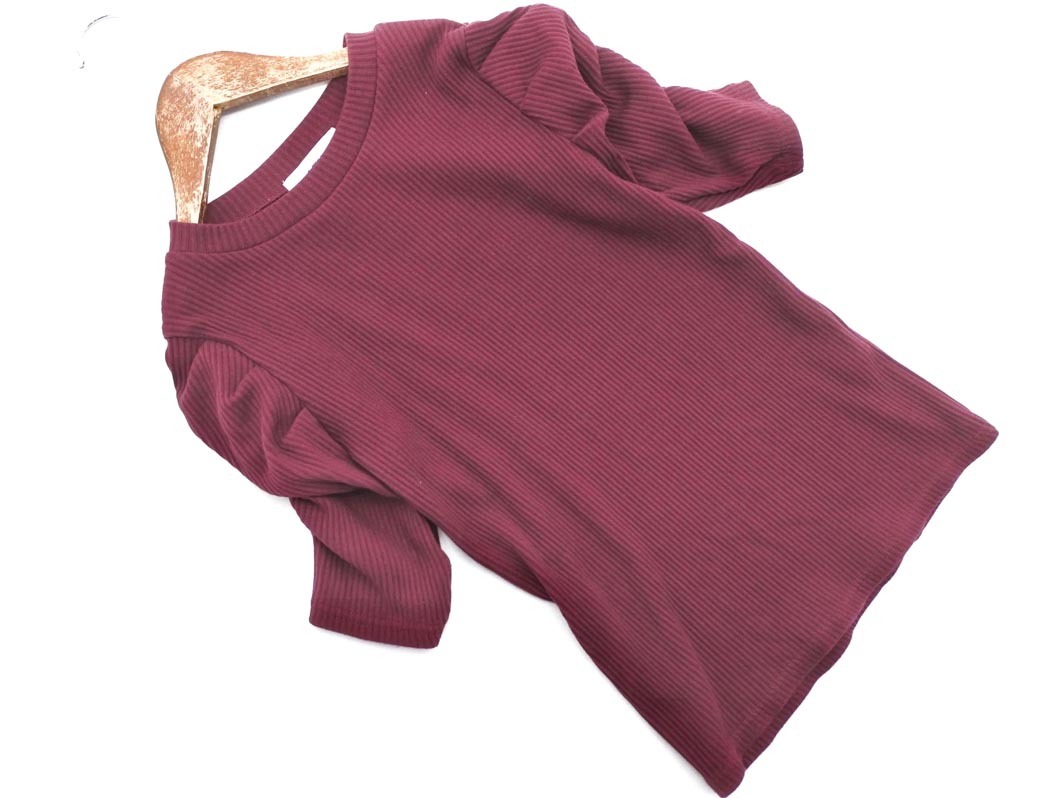 AZUL BY MOUSSY アズールバイマウジー リブ カットソー sizeS/ボルドー ■◆ ☆ ffb6 レディース拍卖