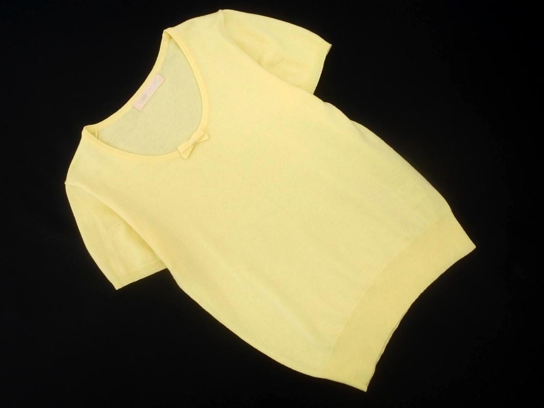 ネコポスOK LAISSE PASSE レッセパッセ リボン サマー ニット セーター size38/黄 ■◆ ☆ ffb7 レディース拍卖