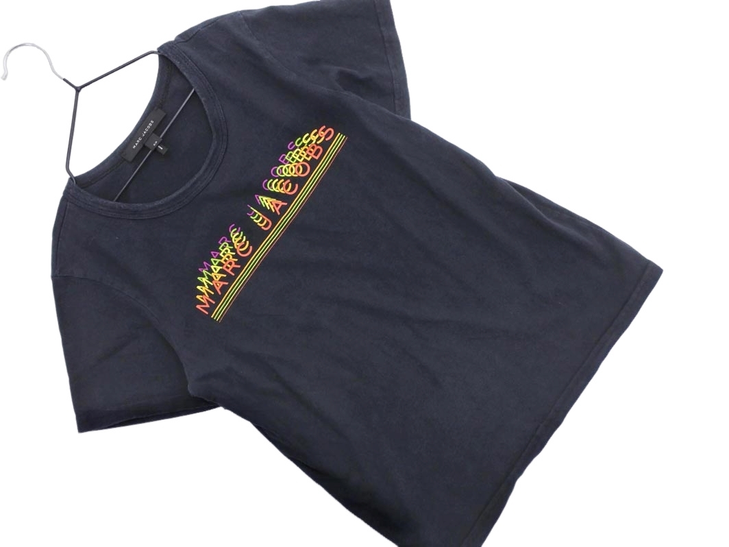 ネコポスOK MARC JACOBS マークジェイコブス ロゴ プリント Tシャツ sizeS P/黒 ■◆ ☆ ffb8 レディース拍卖