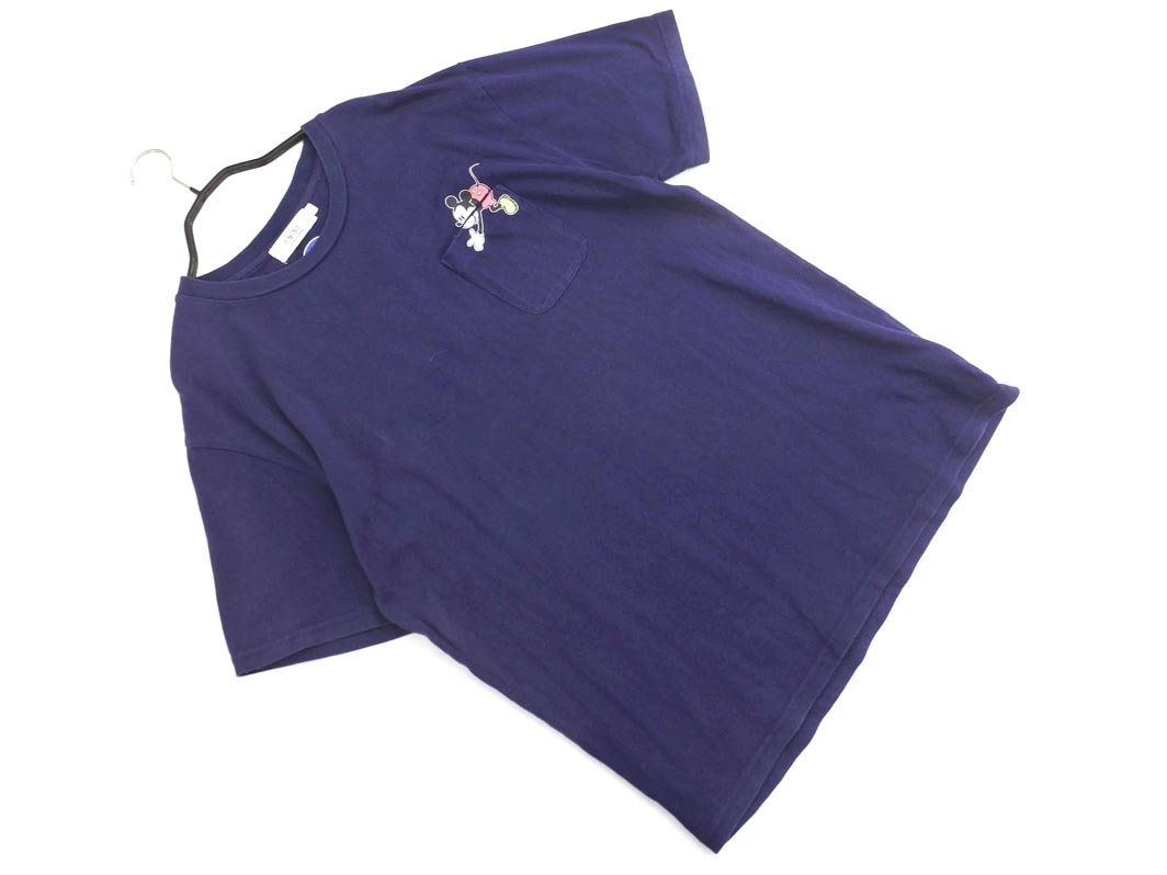 B:MING by BEAMS Disney ミッキー ポケット Tシャツ sizeL/紺 ■◆ ☆ ffb9 メンズ拍卖