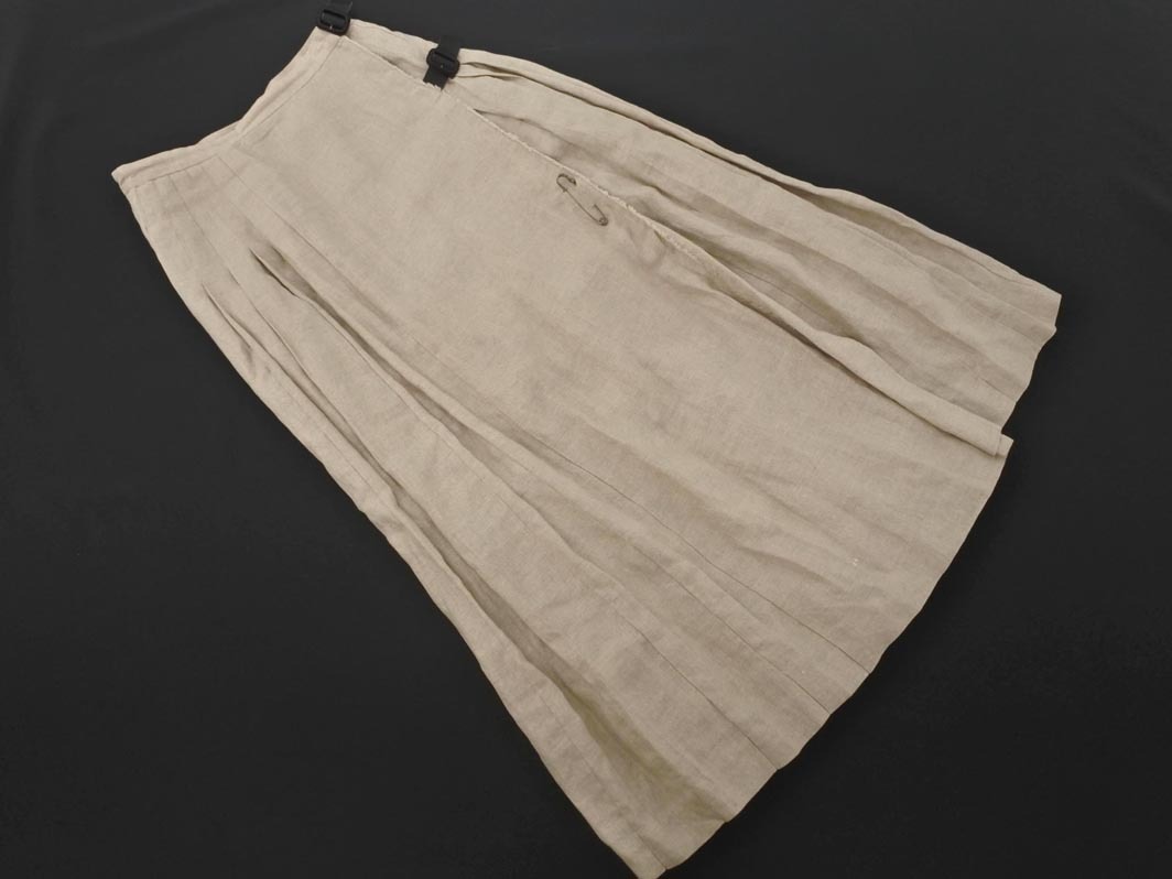 BEAMS BOY ビームスボーイ リネン100% 巻き ラップ スカート size2/ベージュ ■◆ ☆ ffc3 レディース拍卖