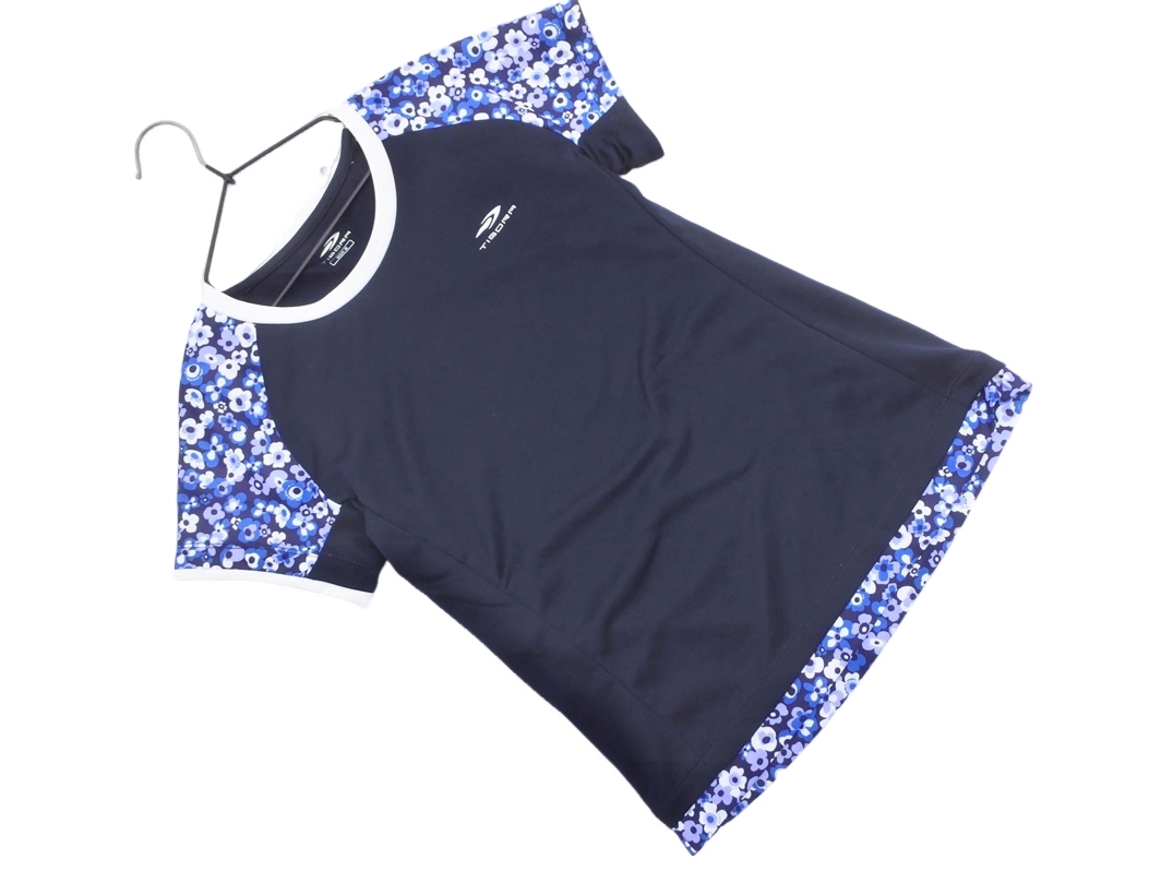 TIGORA ティゴラ 花柄 切替 トレーニングウェア Tシャツ sizeS/濃紺 ■◆ ☆ ffc4 レディース拍卖