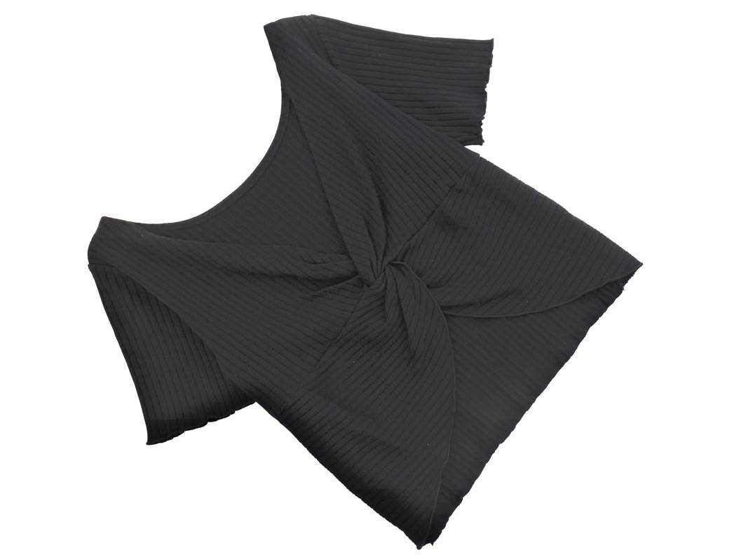 Heather ヘザー Vネック ショート丈 カットソー sizeF/黒 ■◆ ☆ ffc4 レディース拍卖