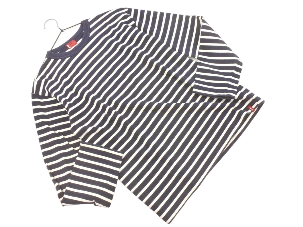 LEVI’S リーバイス ボーダー カットソー sizeL/白x紺 ■◇ ☆ ffc5 メンズ拍卖