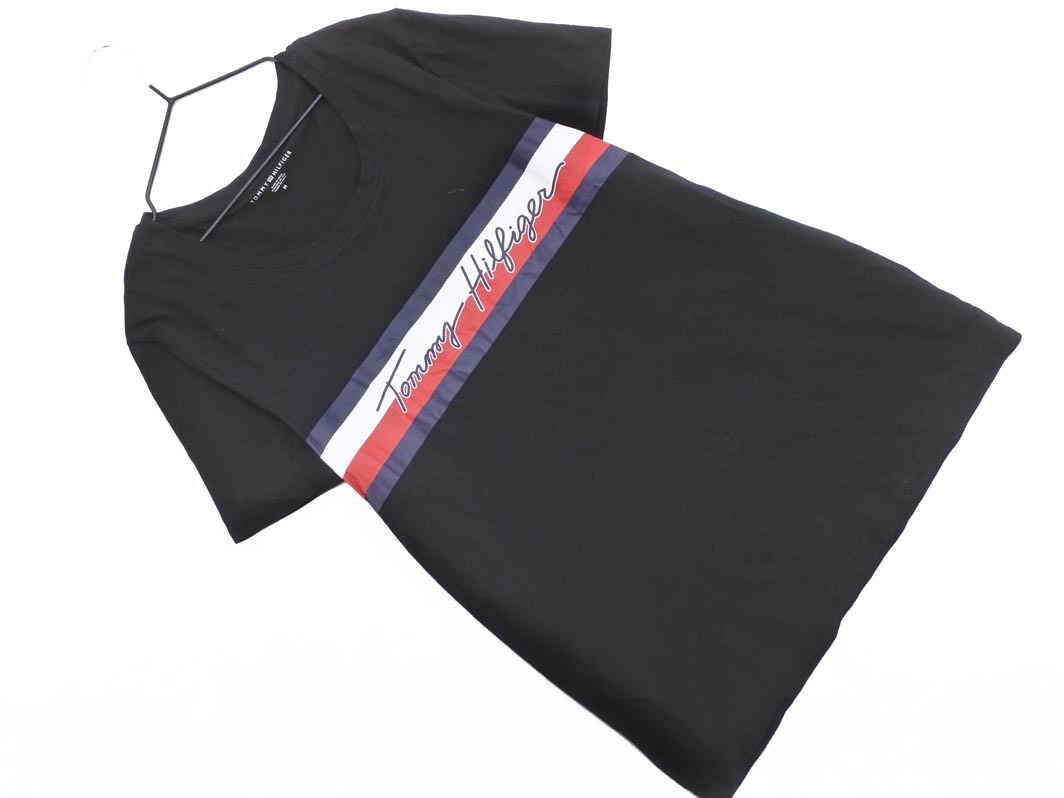 ネコポスOK TOMMY HILFIGER トミーヒルフィガー ロゴ プリント Tシャツ sizeM/黒 ■◆ ☆ ffc7 レディース拍卖