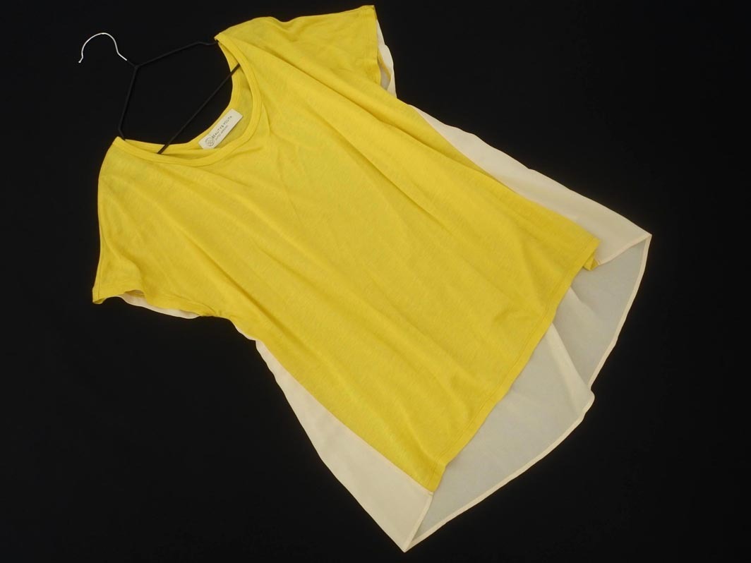 ネコポスOK BEAUTY & YOUTH ビューティ&ユース ユナイテッドアローズ シフォン 切替 カットソー 黄xベージュ ■◆ ☆ ffc6 レディース拍卖