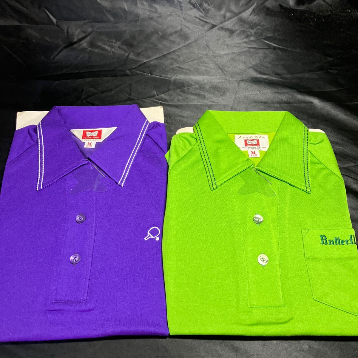 C74 butterfly 卓球カッターシャツ Mサイズ レディース グリーン×パープル新品未使用品 スポーツ ◎2点セット拍卖