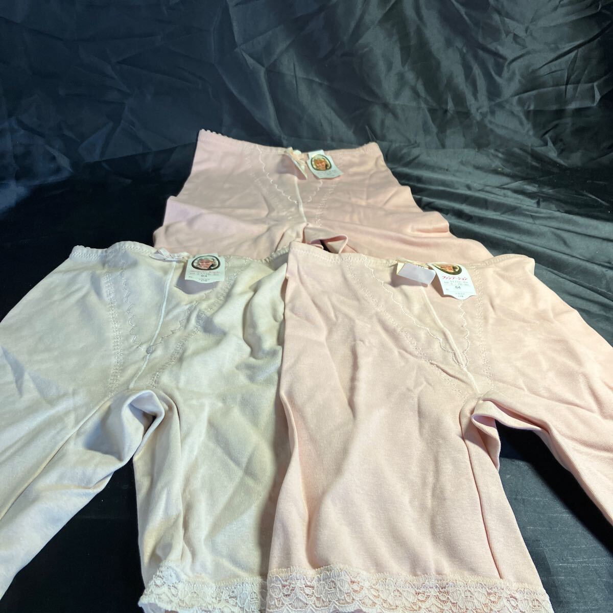 F51 ファンデーション レディースロングガードル 64サイズ はだ色×ピンク ◎3点セット拍卖