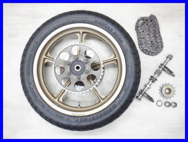 !☆六73 GSX1100Sカタナ GS110X リアホイール TECNOMAGNESIO タイヤ ディスクローター リアスプロケット チェーン アクスルシャフト 160拍卖