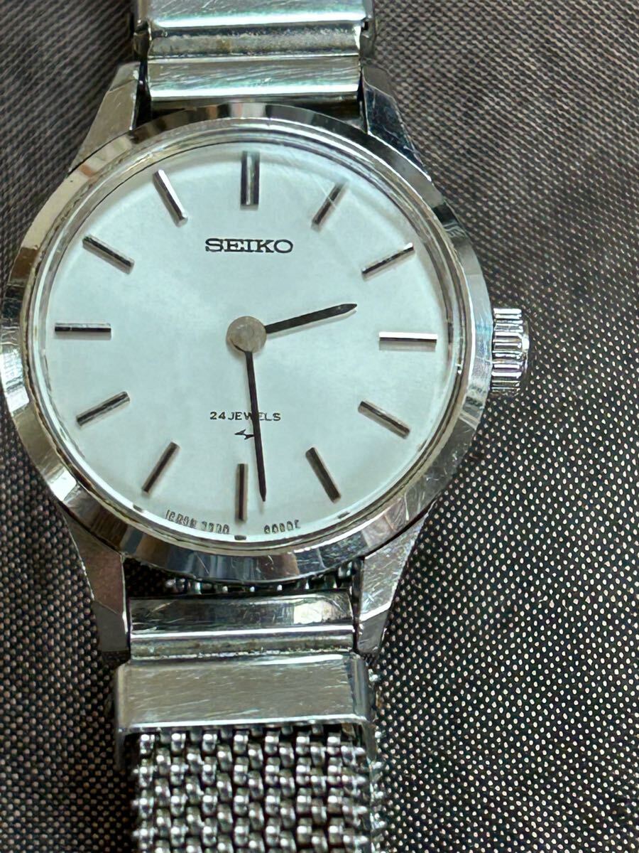 SEIKO 24JEWELS レディース 手巻き 腕時計 日本製 ゴムバンドイタリア製 ヴィンテージ拍卖