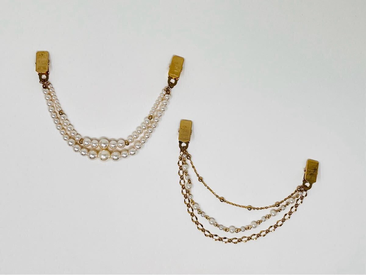 パールアクセサリー 襟チェーン 2個セット拍卖