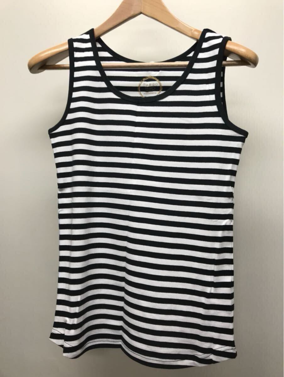 ボーダータンクトップ 黒オフホワイト Lサイズ No.96拍卖