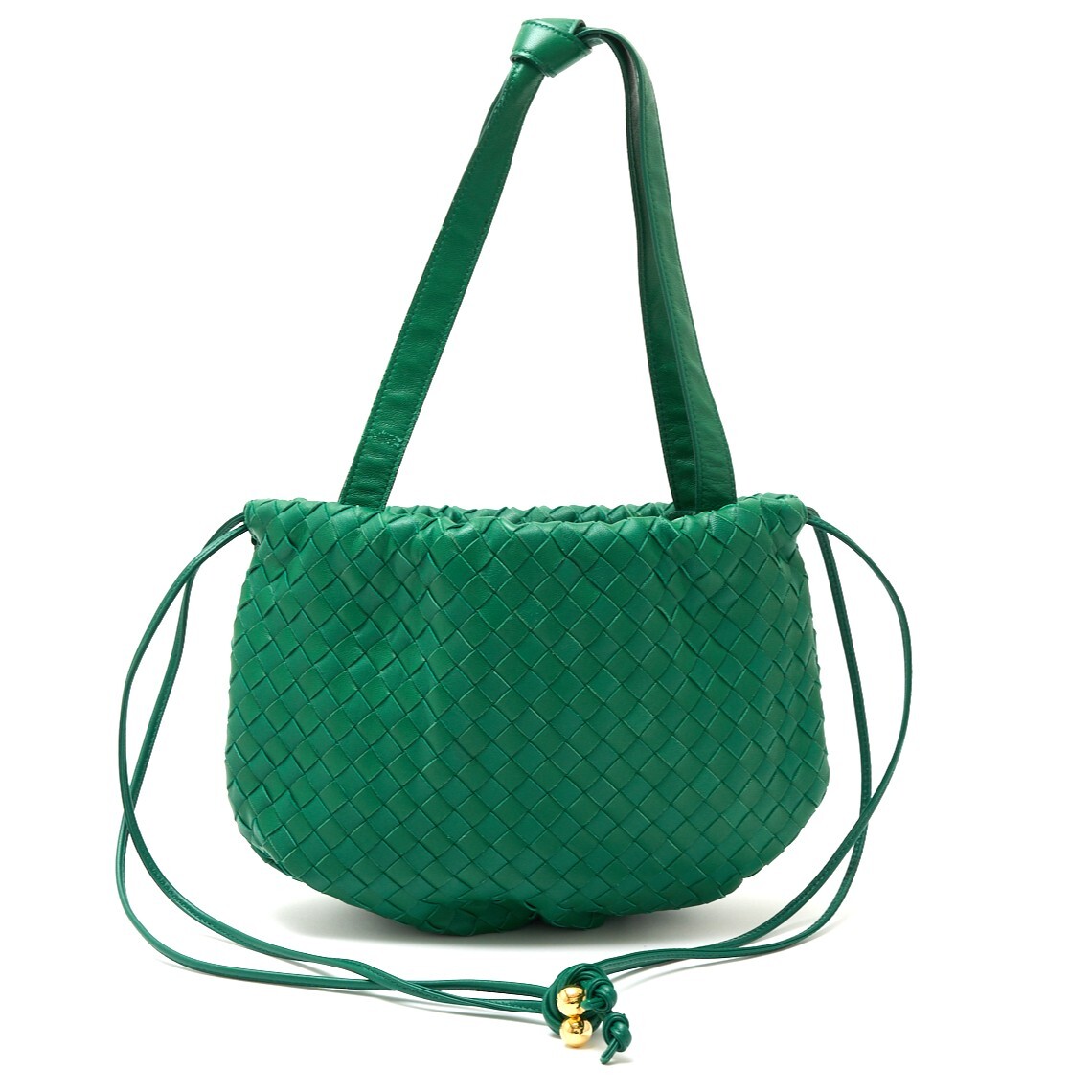 BOTTEGA VENETA ボッテガヴェネタ イントレチャート ザ・バルブ ショルダーバッグ 2WAY ハンドBAG レザー グリーン×ゴールド金具拍卖