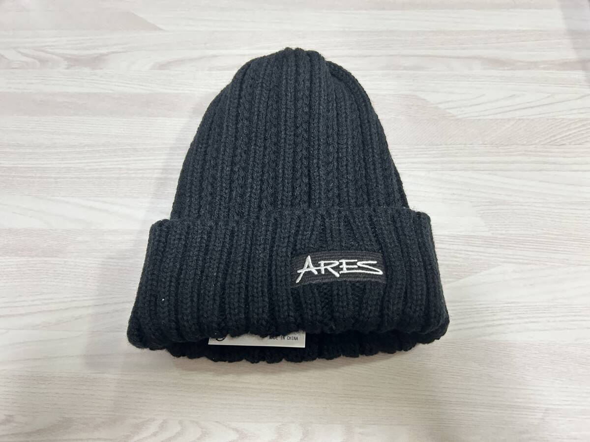 ■■ 新品 アレス 黒 ニット帽 ニットキャップ ブラック サイズ フリー アクリル100% ARES ■■ Z9.06拍卖