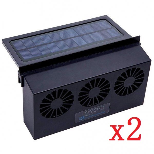 換気扇 車用 2個セット 太陽光パネル搭載 3連 ソーラーファン 換気ファン 充電 バッテリー搭載 温度計付き 排熱 扇風機 ゴムフィン拍卖