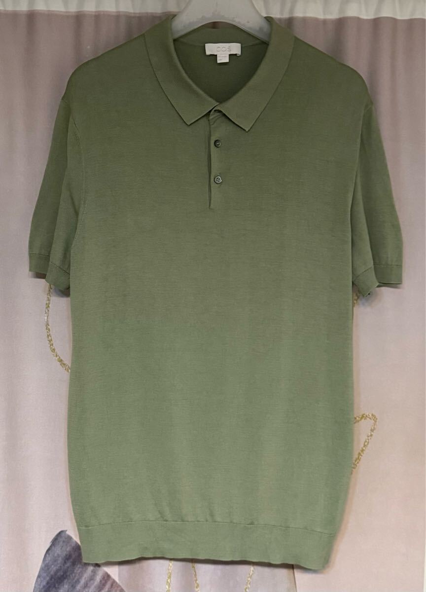 COS コス コットンシルク ニットポロシャツ ミントグリーン拍卖